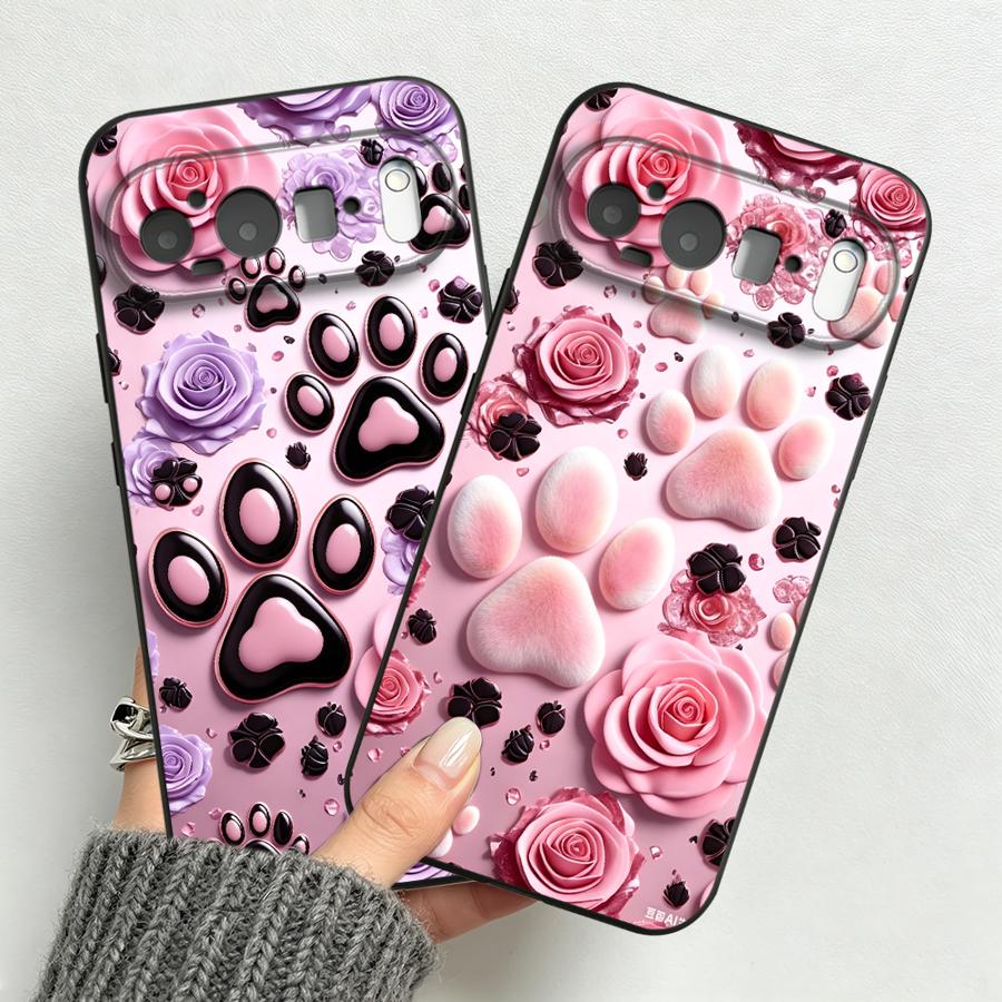 Phone Cases Google Pixel 10 - Pink Paw Print Pattern Funda Phone