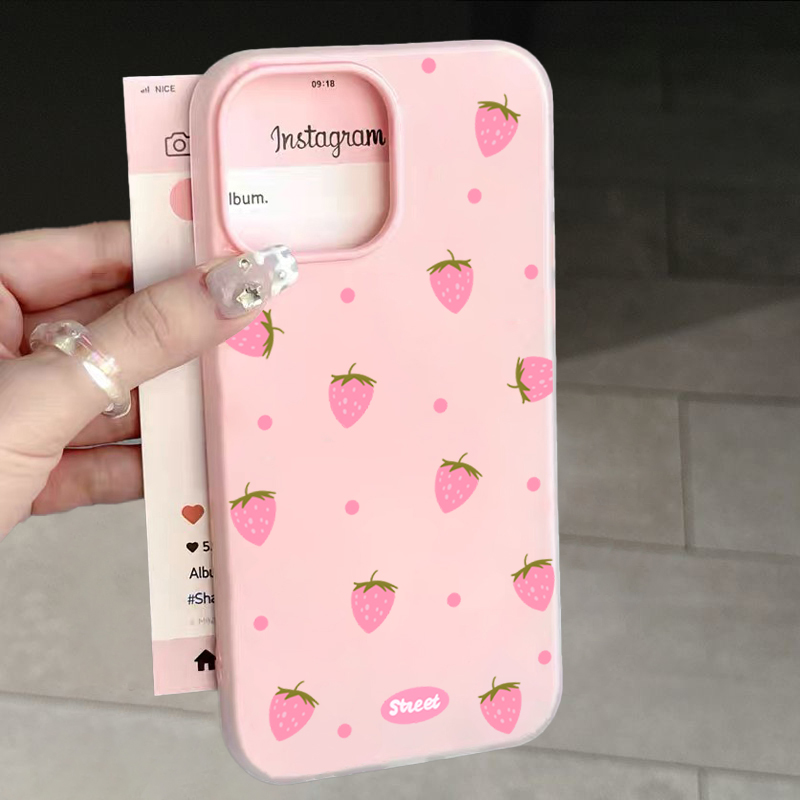 Phone Cases Iphone 17 Pro Max - Sweet Pink Strawberry Pattern Phone Case