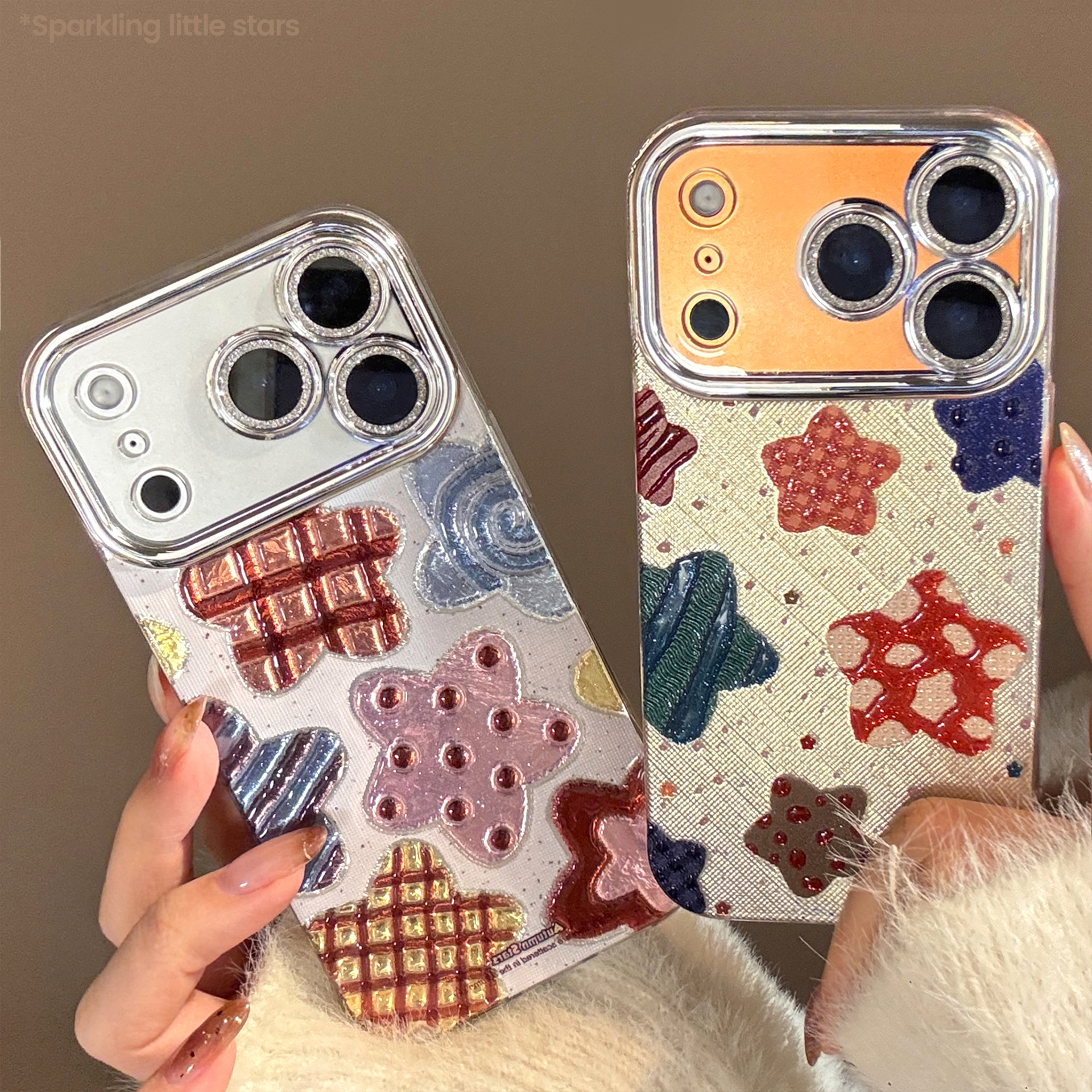 Phone Cases Expensive - Korean Colorful Stars Glitter Plating Phone