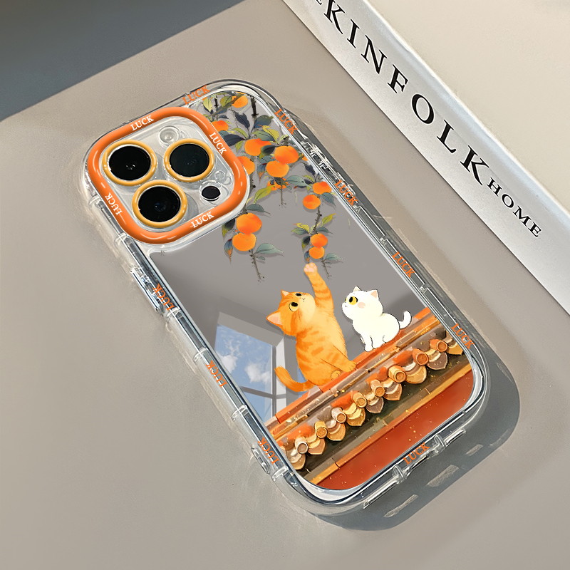 Phone Cases Orange - Thick Autumn Flavor Persimmon Orange Cat