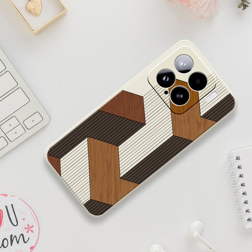Phone Cases Xiaomi 14T - Geometric Style Wooden Phone Cases For