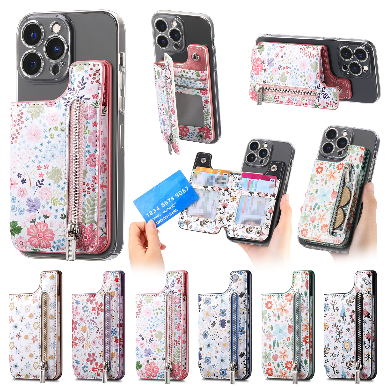 Phone Cases With Wallet On Back - 1Pc Flower Painted Phone Case Card