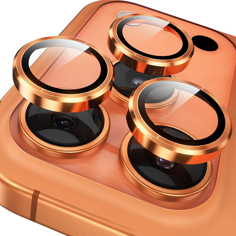 Phone Cases Orange - Orange Metal Glass Camera Lens Protector
