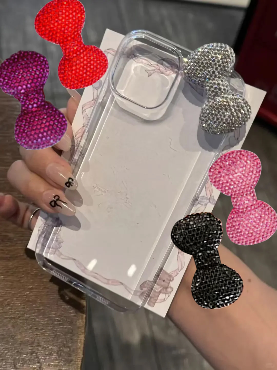 Phone Cases Expensive - Colored 3D Bow Glitter Transparent Phone