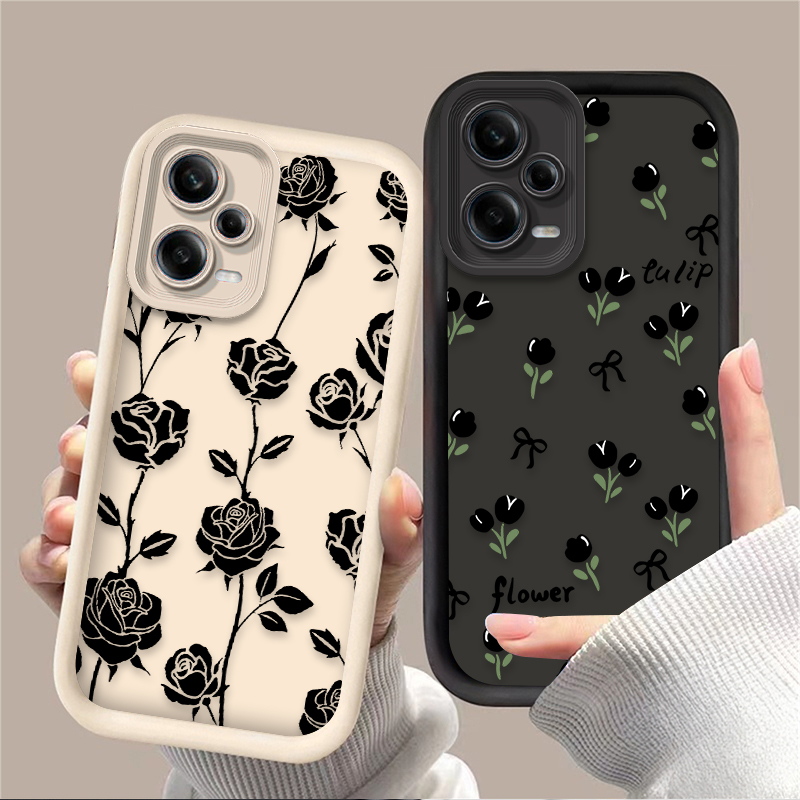 Black Flowers Pattern Phone Ca - Phone Cases Silicone review and price