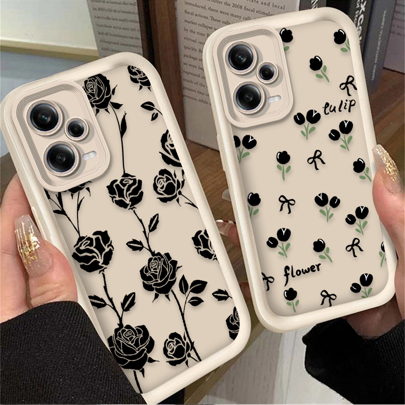 Black Flowers Pattern Phone Ca - Phone Cases Silicone review and price