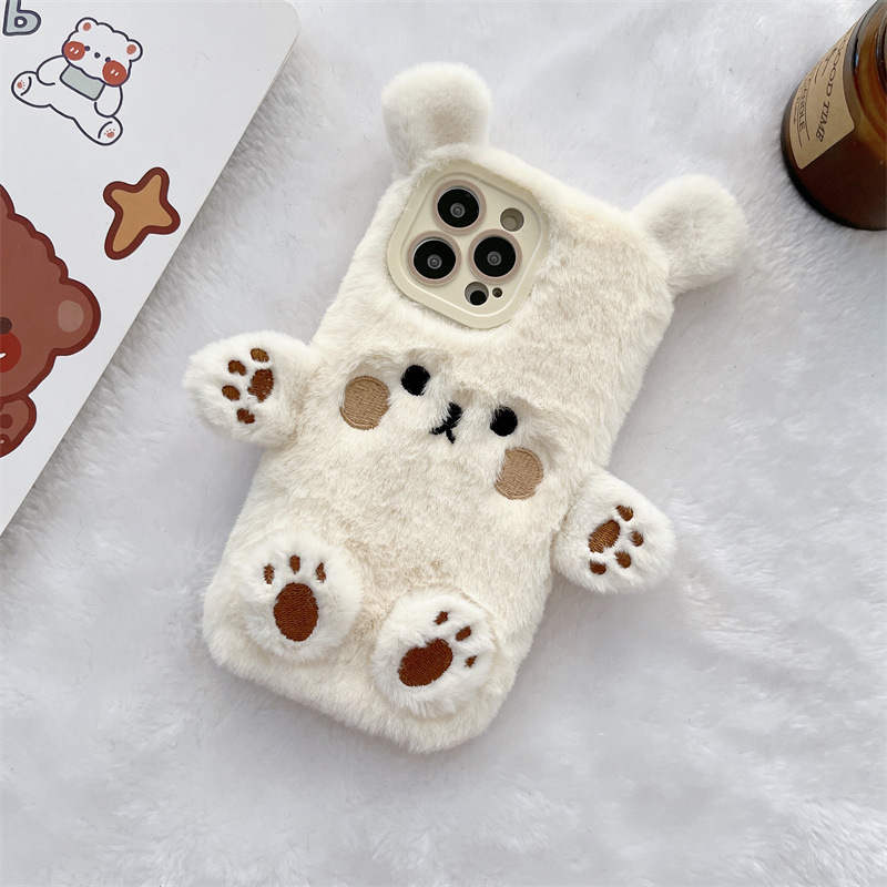 Korean 3D Cartoon Bear Fluffy  - Phone Cases Iphone 17 Pro Max review and price