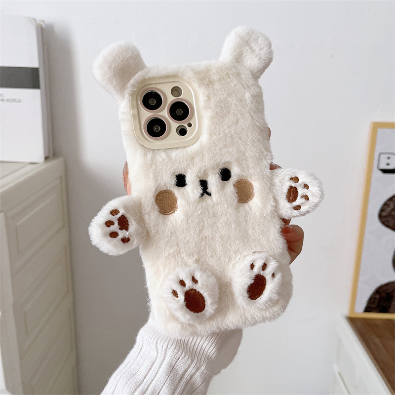 Korean 3D Cartoon Bear Fluffy  - Phone Cases Iphone 17 Pro Max review and price