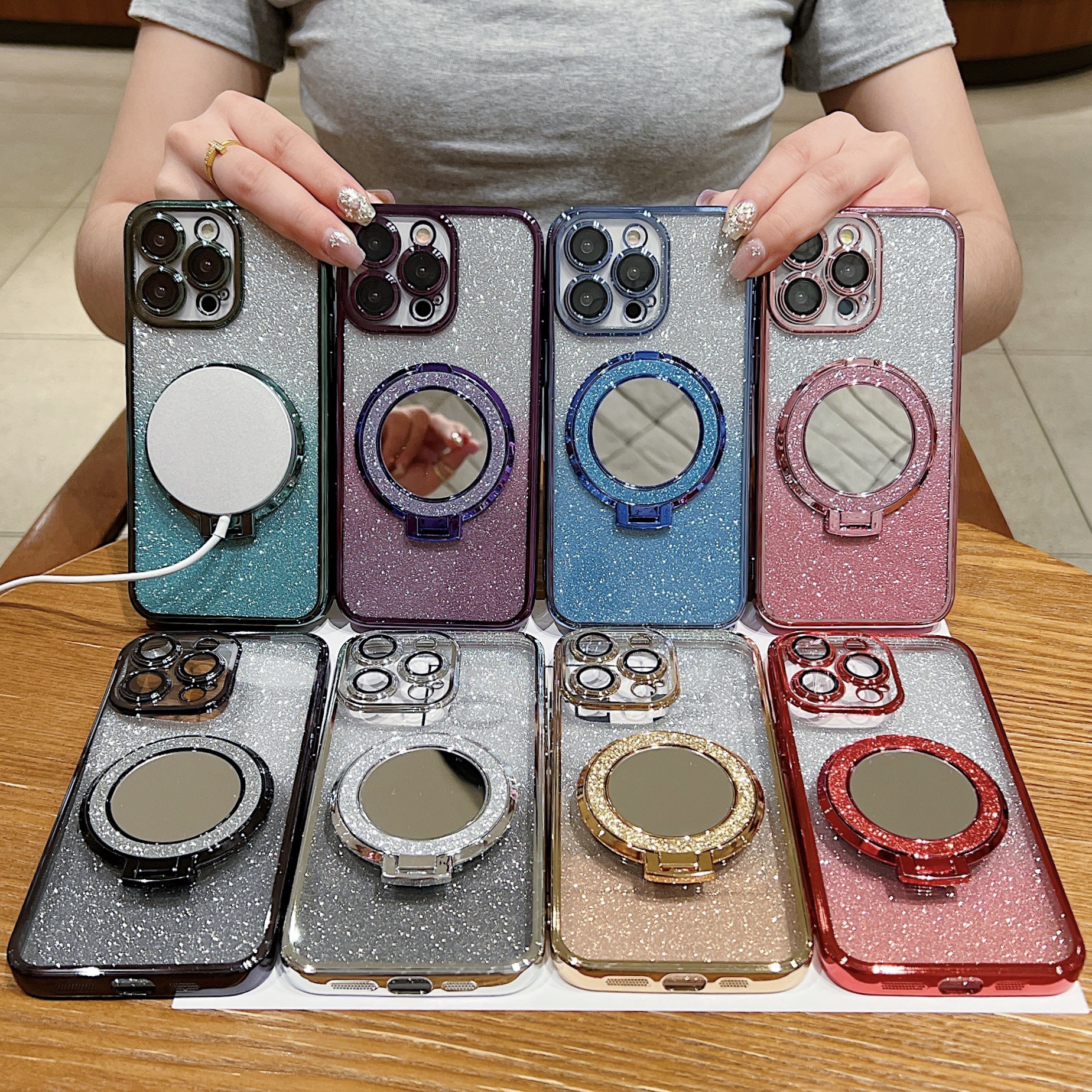 Glitter Mirror Bracket Phone C - Phone Cases Vogue review and price