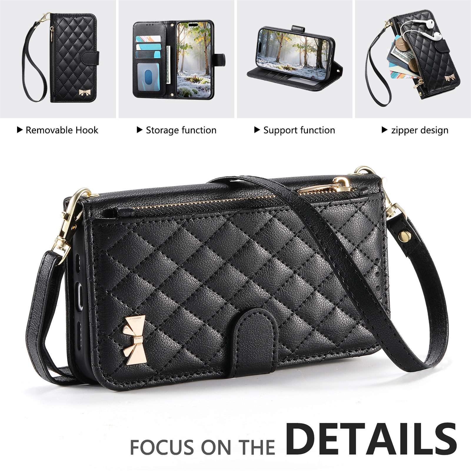 PU Leather Zipper Crossbody Wr - Phone Cases With Loop review and price