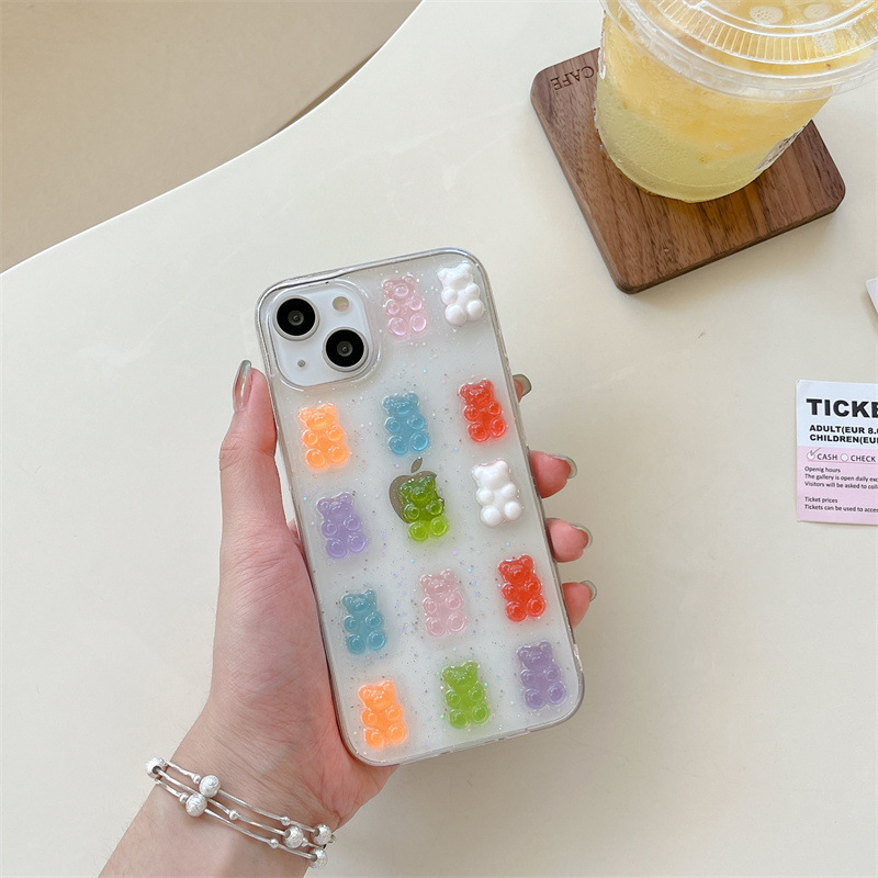 Cute 3D Colorful Bear Drop Glu - Phone Cases Xr Cute review and price