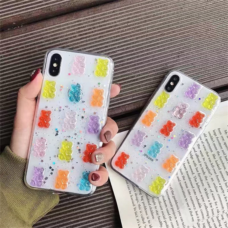 Cute 3D Colorful Bear Drop Glu - Phone Cases Xr Cute review and price