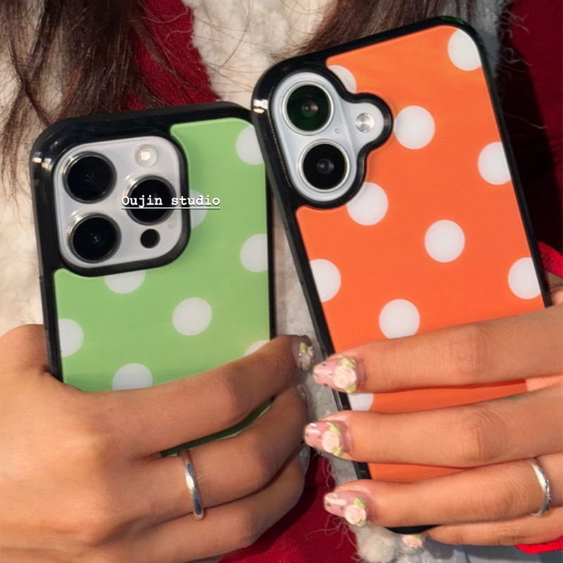 Korean Green & Orange Polka Do - Phone Cases Orange review and price