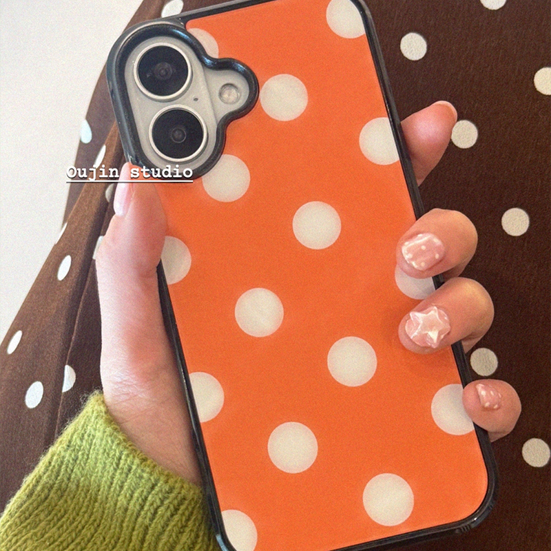 Korean Green & Orange Polka Do - Phone Cases Orange review and price