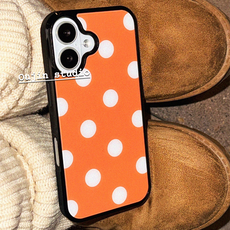 Korean Green & Orange Polka Do - Phone Cases Orange review and price