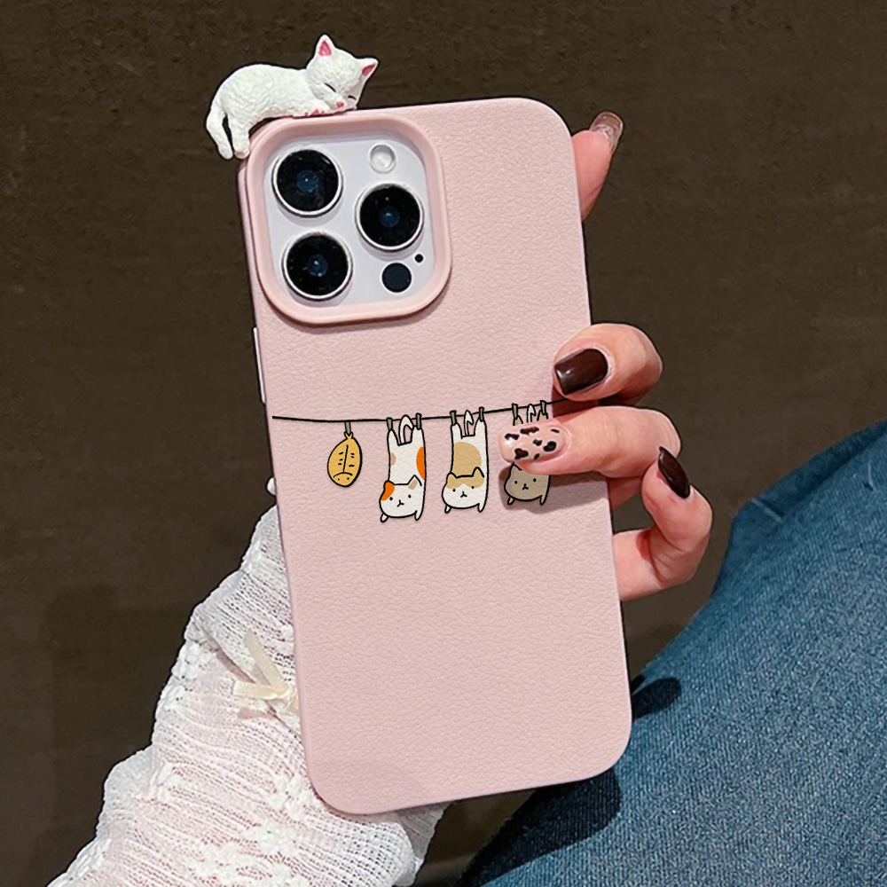 3D Cute Cartoon Cat Leather Ca - Phone Cases Cute Iphone 14 review and price