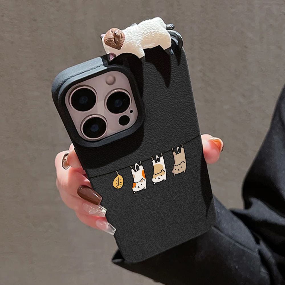 3D Cute Cartoon Cat Leather Ca - Phone Cases Cute Iphone 14 review and price