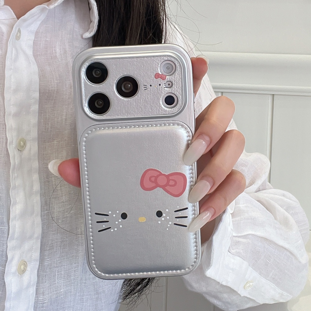 Luxury Cute Silver KT Cat Leat - Phone Cases Expensive review and price