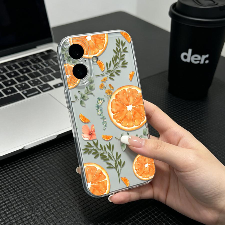 Orange Slice And Leaf Print So - Phone Cases Orange review and price