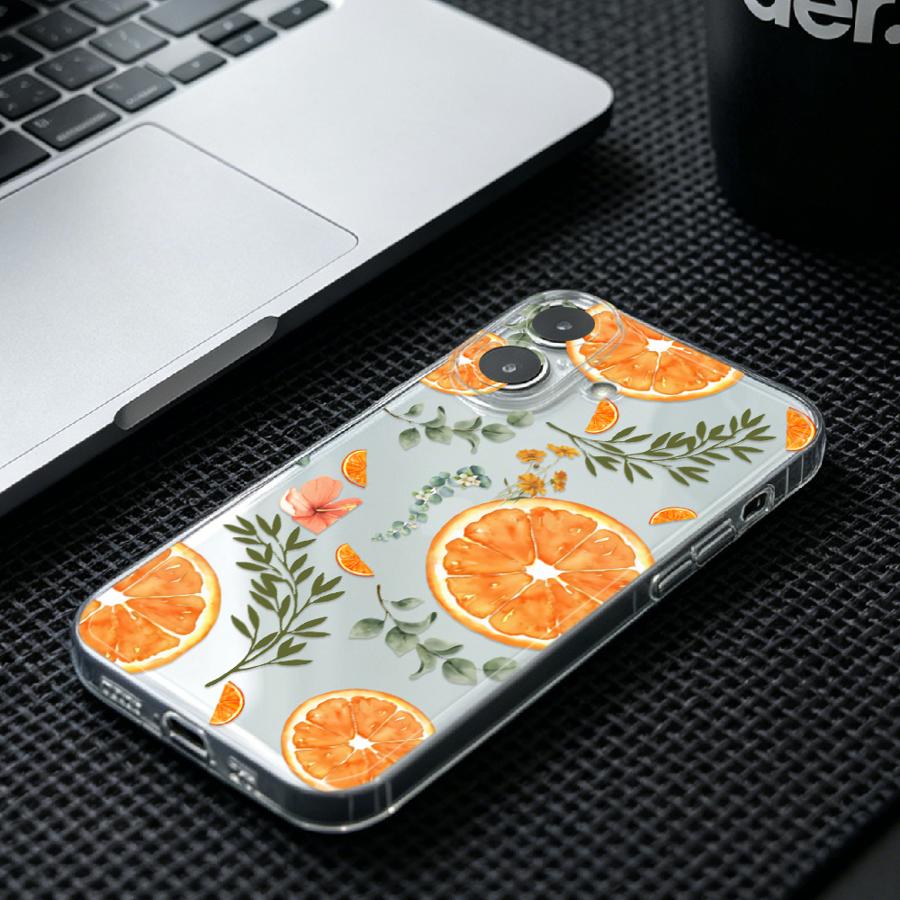 Orange Slice And Leaf Print So - Phone Cases Orange review and price